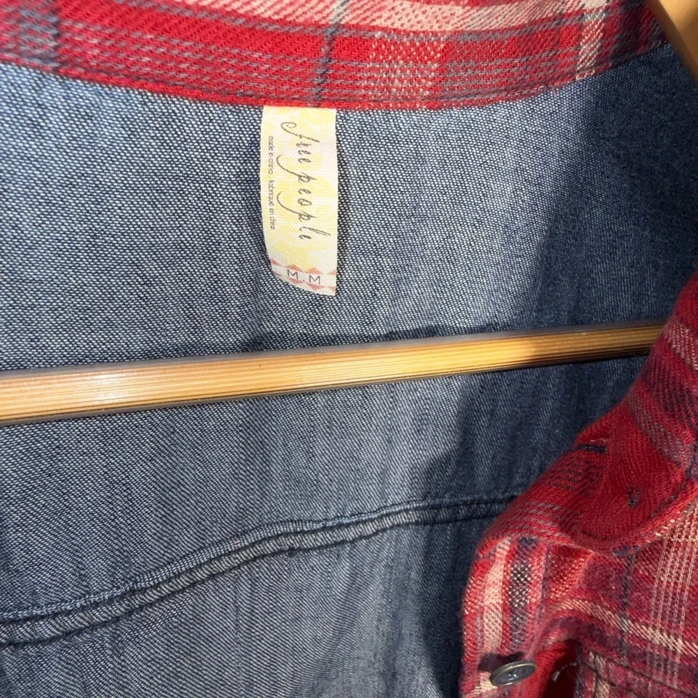 Free People Road Trip Getaway Flannel and Denim Button Down Shirt - Picture 4 of 6